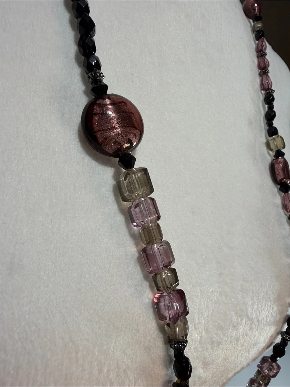 Avenue Purple and Pink Beaded Long Necklace